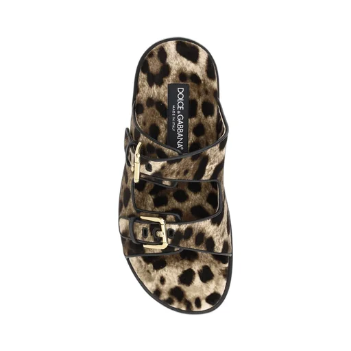 Leopard Printed Velvet Sliders