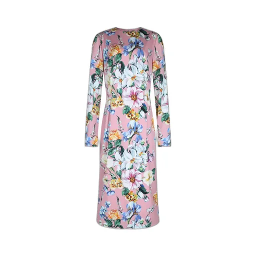Floral Printed Long-Sleeved Midi Dress