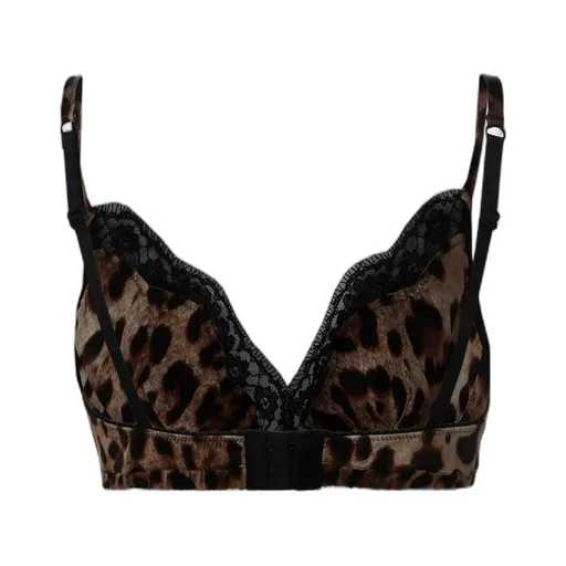 Leopard Printed Lace Trimmed Bra