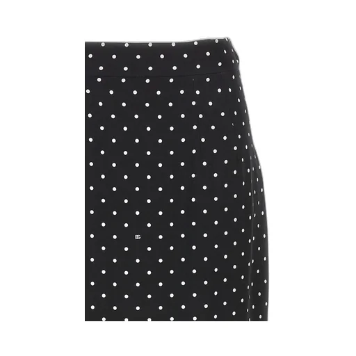 Polka-Dot Printed Charmeuse Calf-Length Pencil Skirt