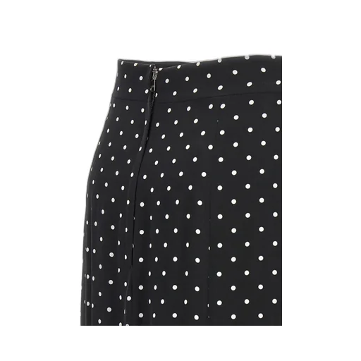 Polka-Dot Printed Charmeuse Calf-Length Pencil Skirt