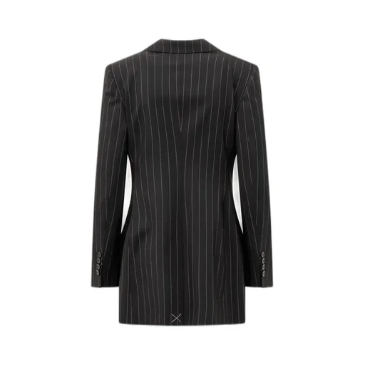 Pinstriped Single-Breasted Tailored Blazer