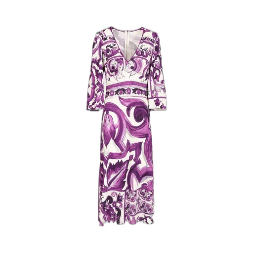 Majolica Printed V-Neck Midi Dress