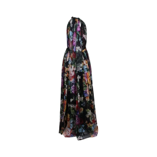 Flower Bouquet-Printed Long Chiffon Dress