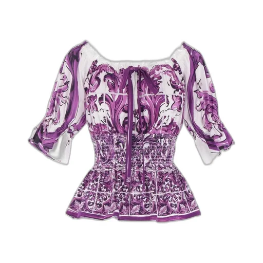 Majolica-Print Poplin Top