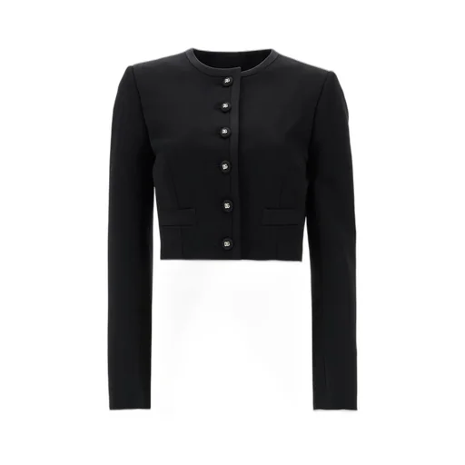 Logo Buttoned Cropped Jacket