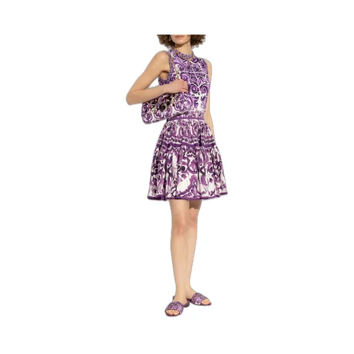 Majolica Printed Sleeveless Ribbed Sweater