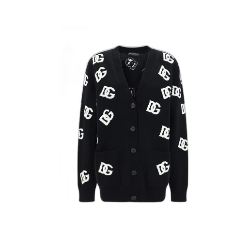 Logo Intarsia Knitted Cardigan