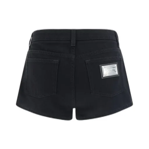 Logo Plaque Denim Shorts