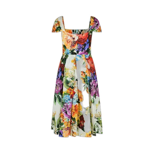 Flower Bouquet-Printed Poplin Dress