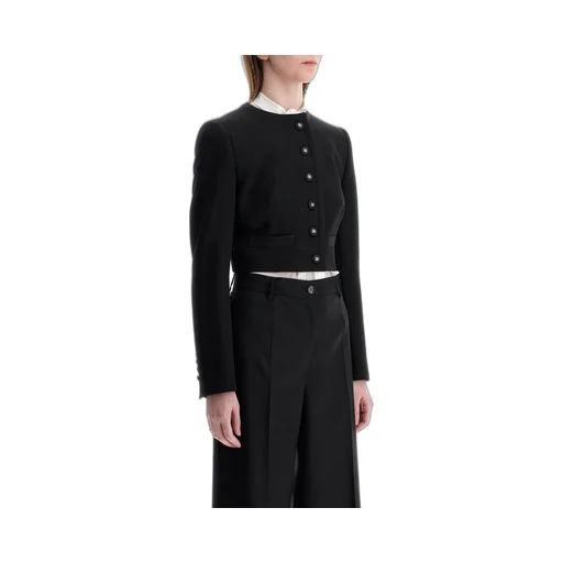 Logo Buttoned Cropped Jacket