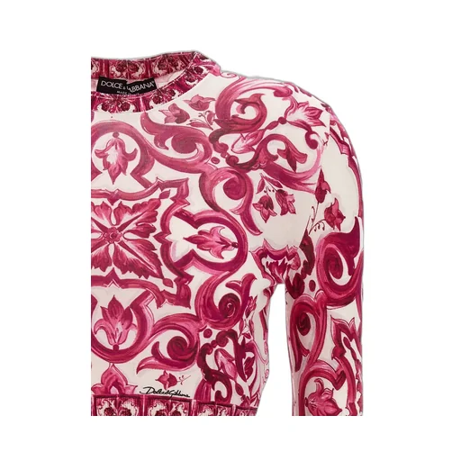Majolica-Printed Cropped Jumper