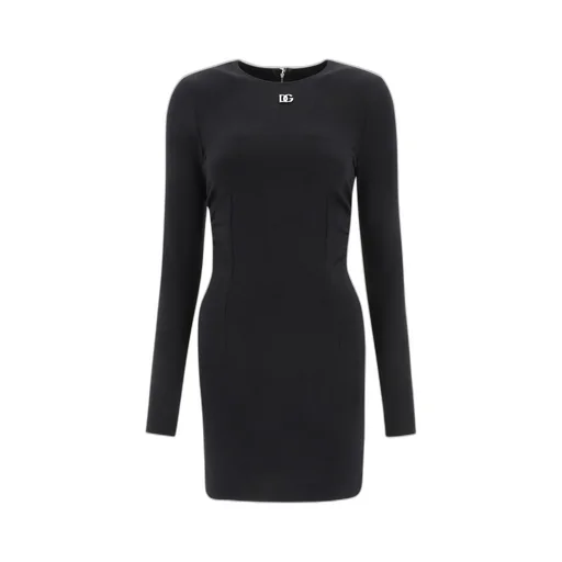 Logo-Plaque Long-Sleeved Crewneck Mini Dress