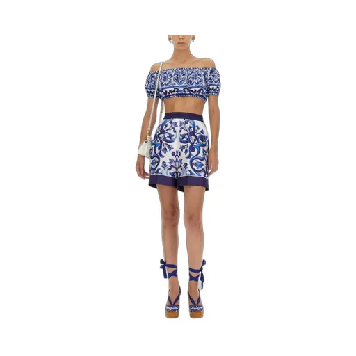 Majolica-Printed Twill Pajama Shorts
