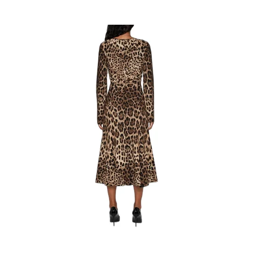 Leopard-Printed Flared Midi Dress