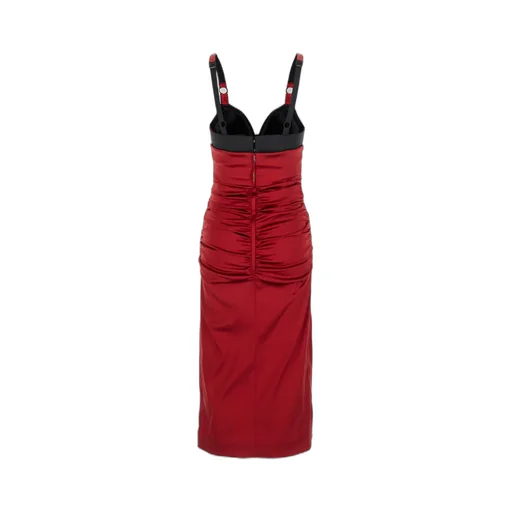 Draped Satin Calf-Length Dress