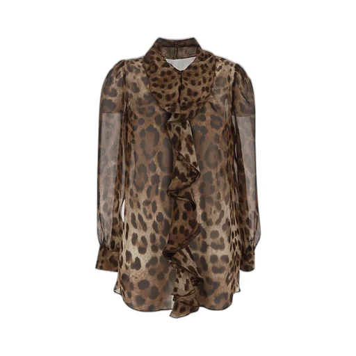 Leopard Print Long-Sleeved Blouse