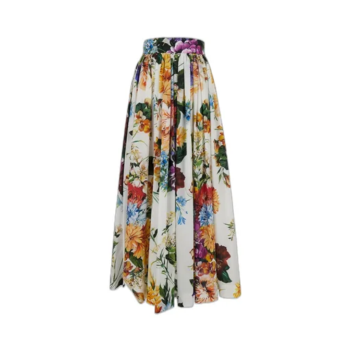 Bouquet Flower-Printed Wide Skirt