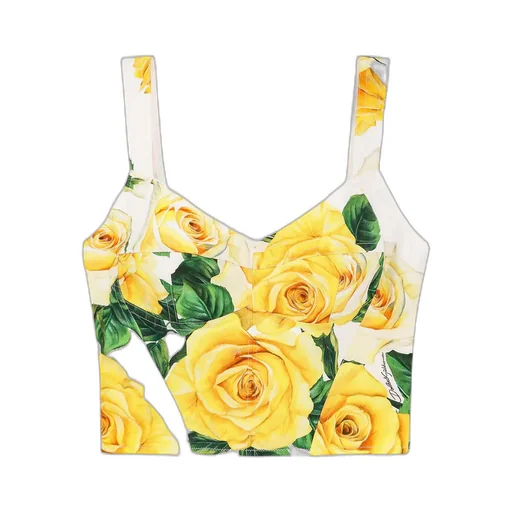 Rose Printed Poplin Corset Top