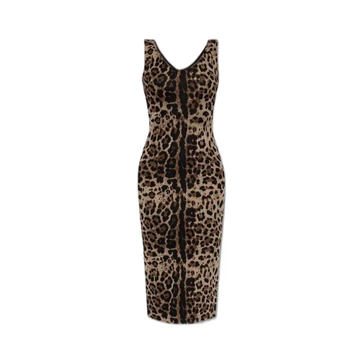 Leopard Printed Sleeveless Midi Dress