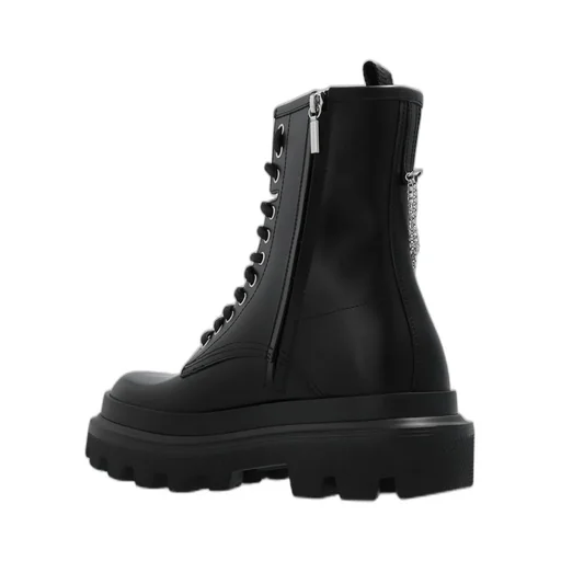 Chain-Link Lace-Up Ankle Boots