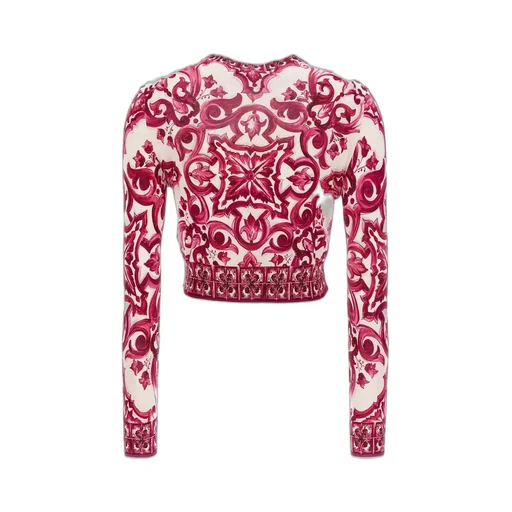 Majolica-Printed Cropped Jumper