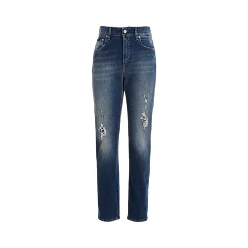 Distressed Straight Leg Jeans