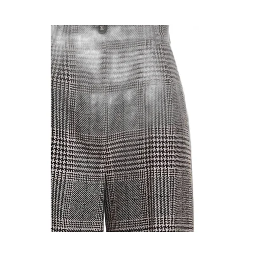 High Waist Flared Glen Plaid Pants