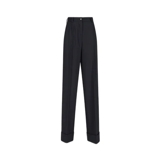 Wide-Leg Cuffed Trousers