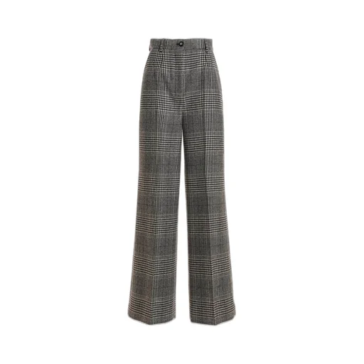 High Waist Flared Glen Plaid Pants