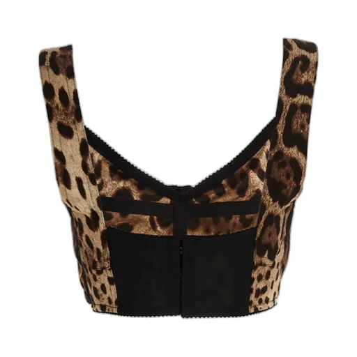 Leopard Printed Cropped Bustier Top