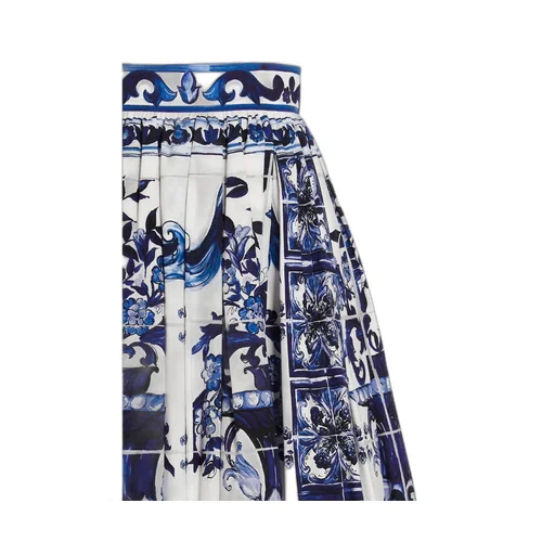 Majolica-Print Poplin Midi Skirt