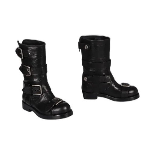 Buckle Detailed Biker Boots