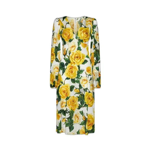 Rose Printed V-Neck Dress