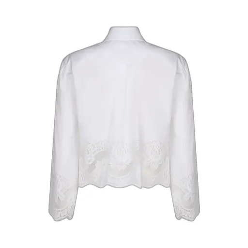 Lace Detailed Cropped Poplin Shirt