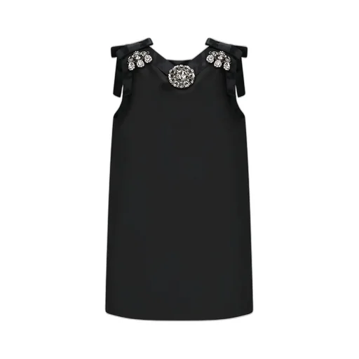 Embellished Mini Satin Dress