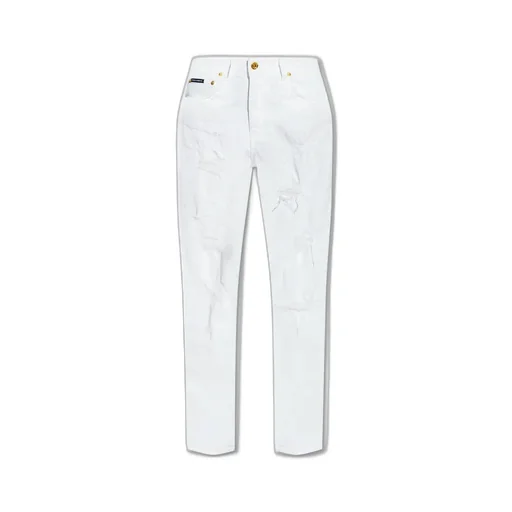 Logo Patch Distressed Boyfriend Jeans
