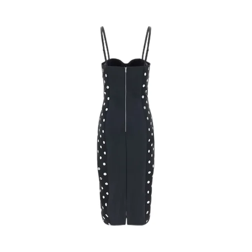 Polka Dot Printed Sweetheart Neck Midi Dress