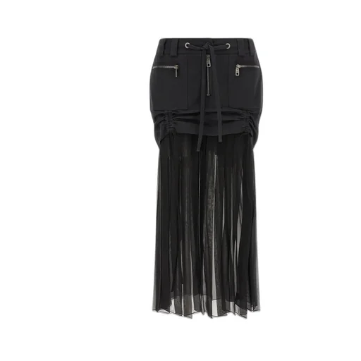 Twill Chiffon Midi Skirt