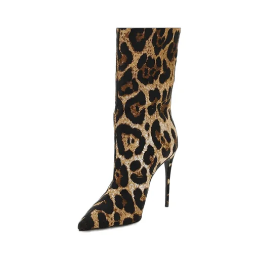 Leopard-Printed Jacquard Boots