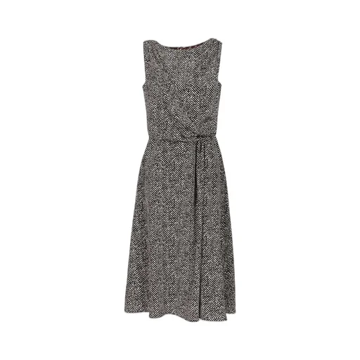 Herringbone Patterned Sleeveless Midi Dress