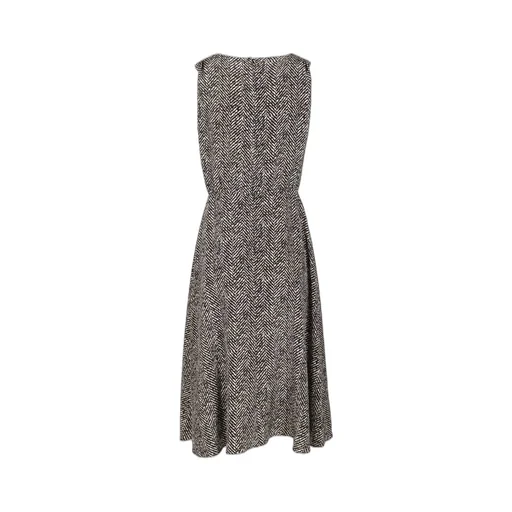 Herringbone Patterned Sleeveless Midi Dress