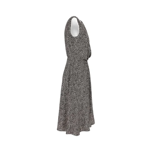 Herringbone Patterned Sleeveless Midi Dress