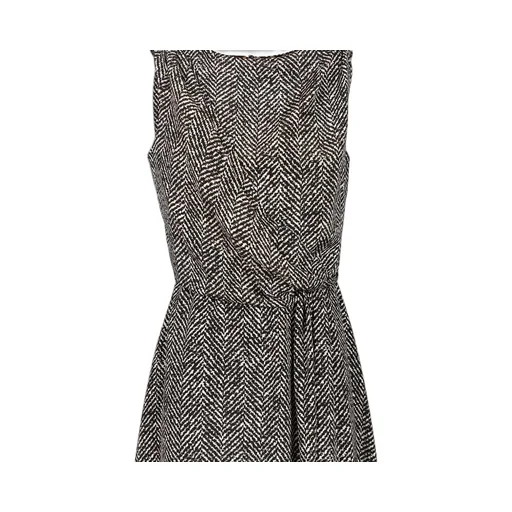 Herringbone Patterned Sleeveless Midi Dress