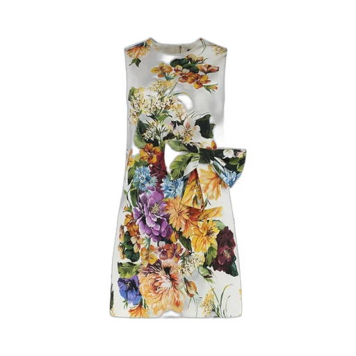 Flower Bouquet-Printed Sleeveless Dress