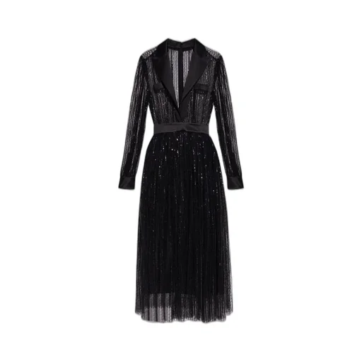 Sequin-Embellished V-Neck Midi Dress