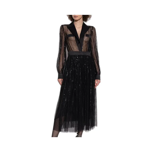 Sequin-Embellished V-Neck Midi Dress