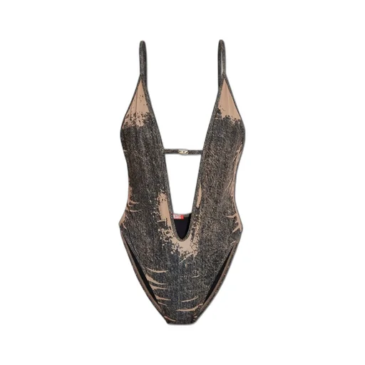 Daisy-Dnm Trompe L'oeil Denim Printed Swimsuit