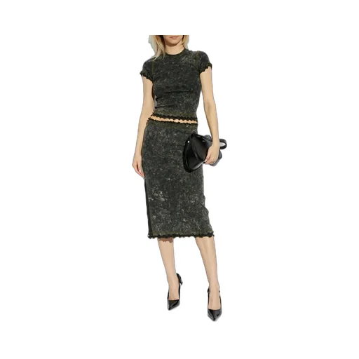 O-Meno High Waist Midi Skirt