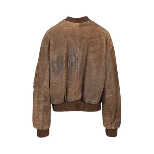Zipped Leather Bomber Jacket